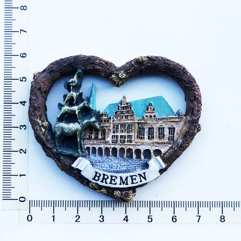 Heart shaped Bremen Fridge Magnet creative crafts message stickers resin crafts tourism souvenir decorations