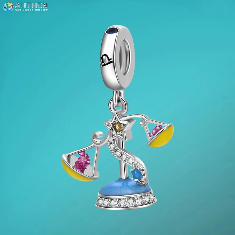 

Ahthen 925 Sterling Silver Beads Zodiac Signs - Libra Dangle Charm fit Snake Chain Bracelets Necklaces for Women Jewelry Making