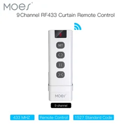 Controle remoto rf433 de 9 canais para interruptor de cortina wi-fi, módulo de persianas em rolo rf, alimentado por bateria, acessórios de cortina, emissor