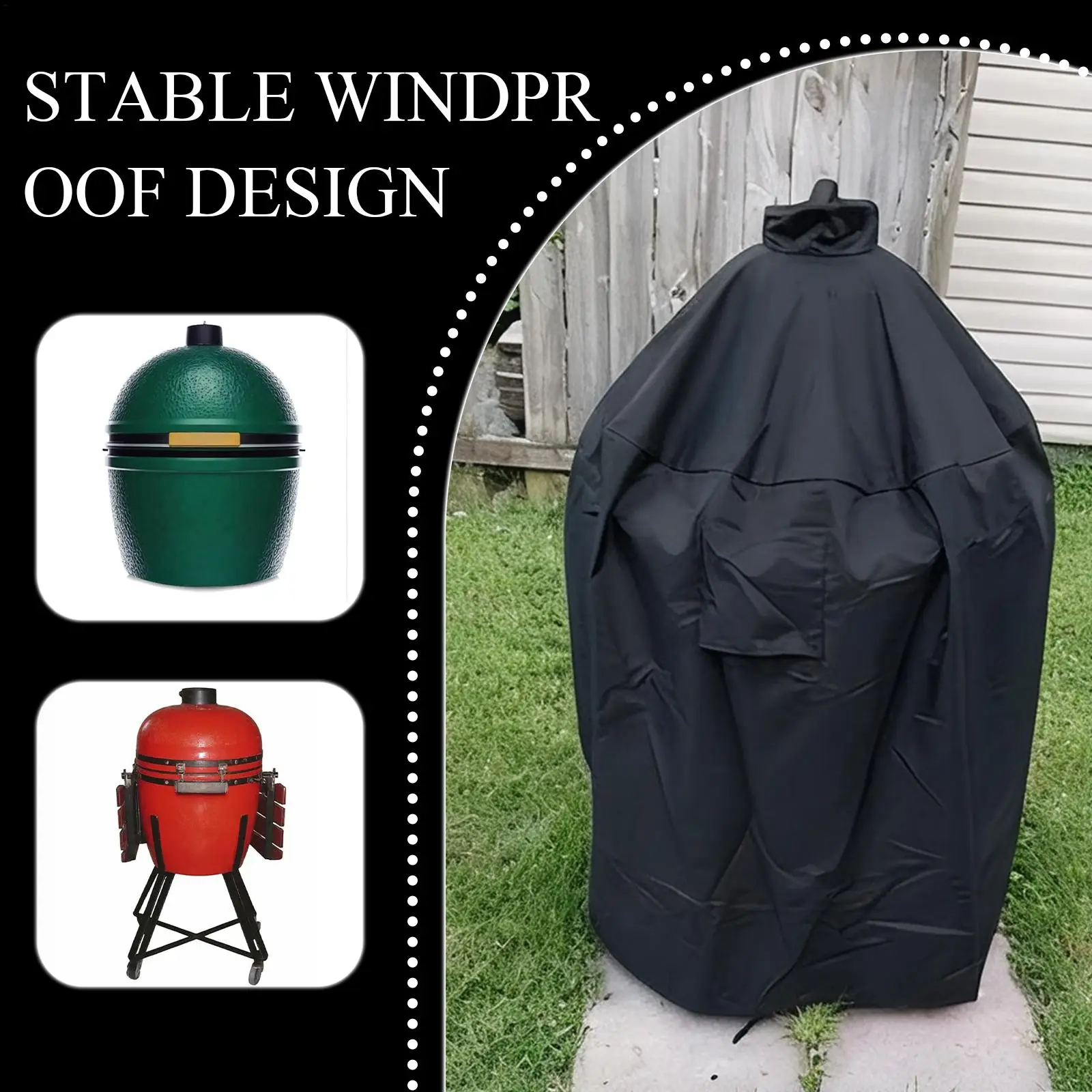 210D Oxford Grill Cover Waterproof Windproof Adjustable Protector Outdoor Barbecue Cover for Camping Grilling Daily Use