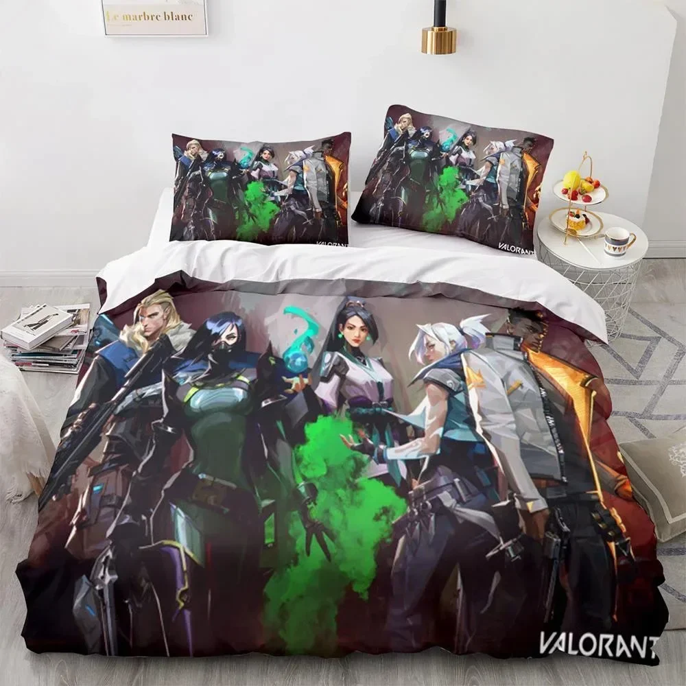 Game Valorant Neon Supplies Set Duvet Cover Set Bedding Sets For Adults Bed With Pillowcases No Filling Luxury Birthday Gifts