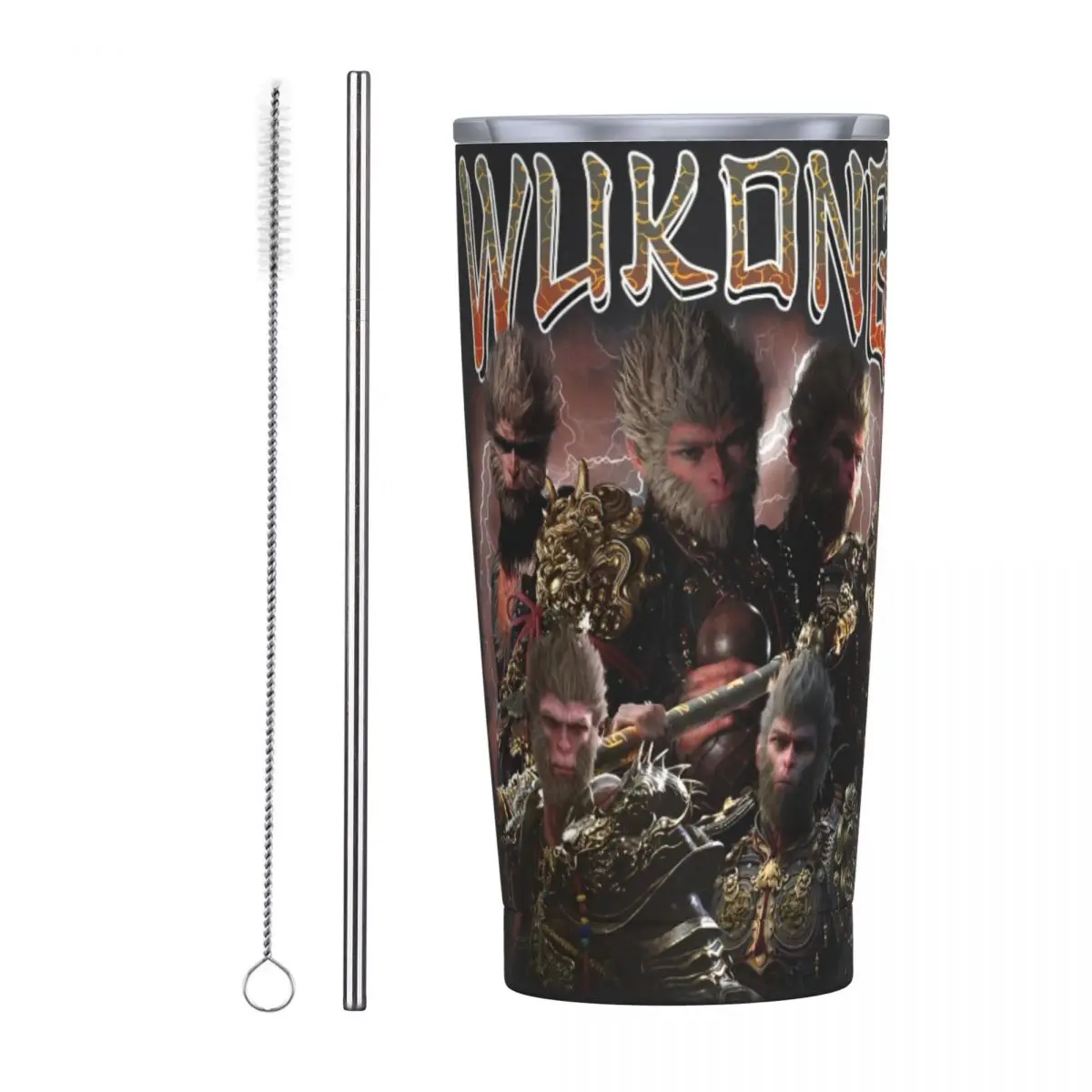 Black Myth Wukong Bootleg Insulated Tumbler with Straws Stainless Steel Coffee Mugs Double Wall Car Bottle Cups 20oz