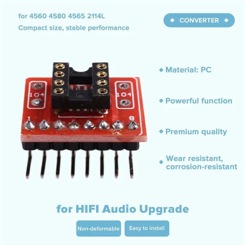 OP AMP Compatible Dual-Row DIP8 Socket Converter Single-Row ZIP SIP8 Package For NJM4558L NJM5532 4565 2114L HIFI Audio Upgrades