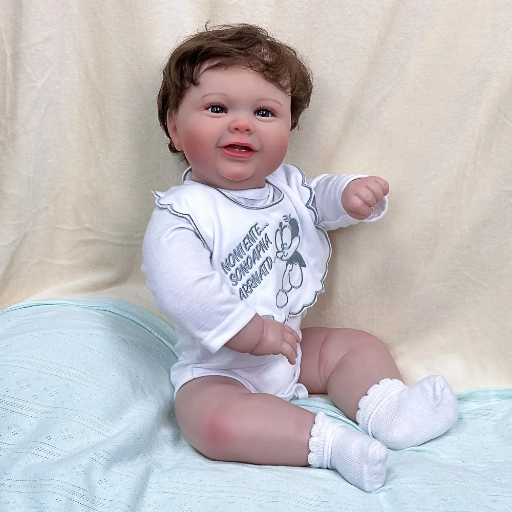 Simulazione da 22 pollici Baby Chubby Cute Reborn Doll Regalo per la bambola dei bambini Può sedersi o sdraiarsi e essere amichevole W-022PW