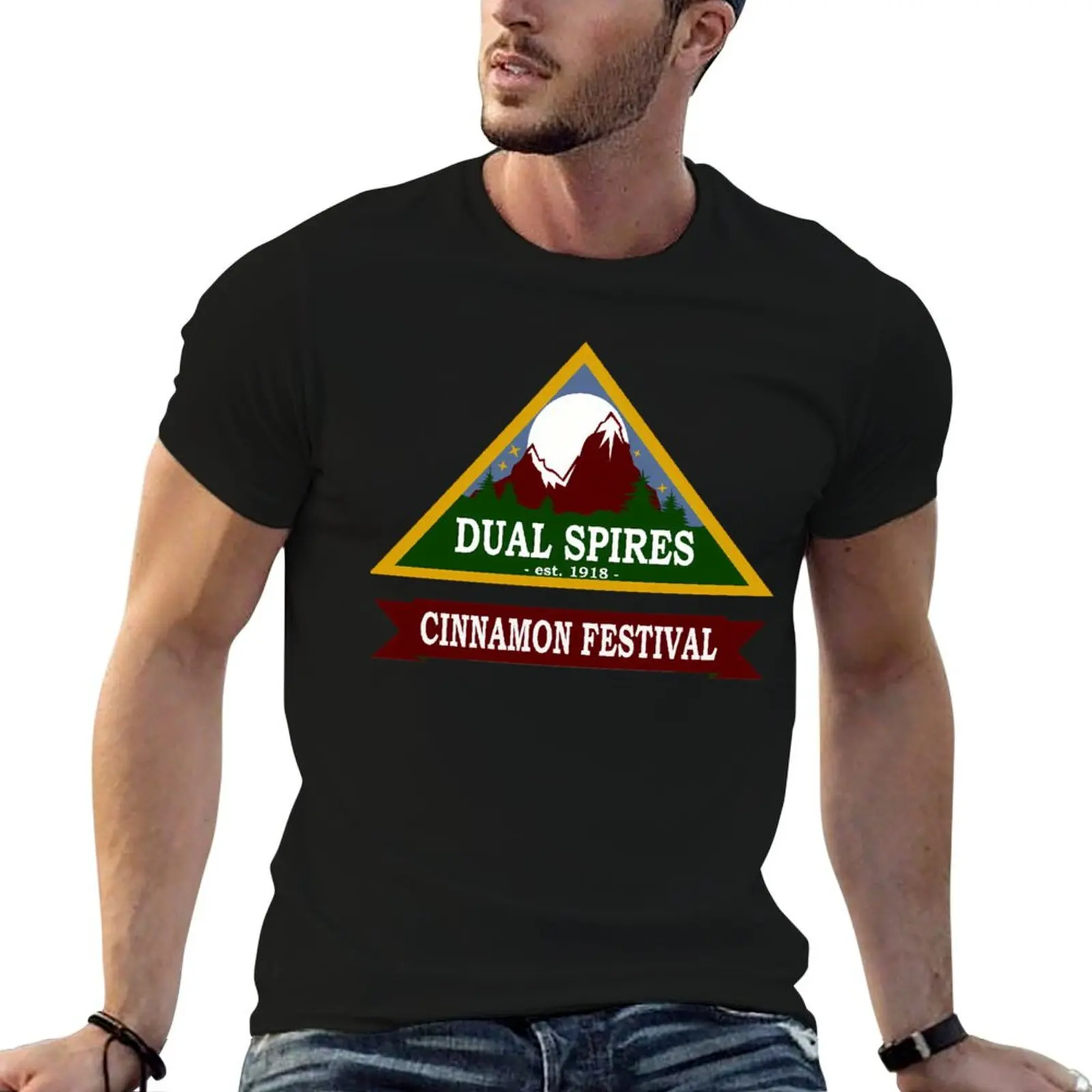 Psych - Dual Spires Cinnamon Festival T-Shirt Basic Plain Short Sleeve Crew Neck Tee