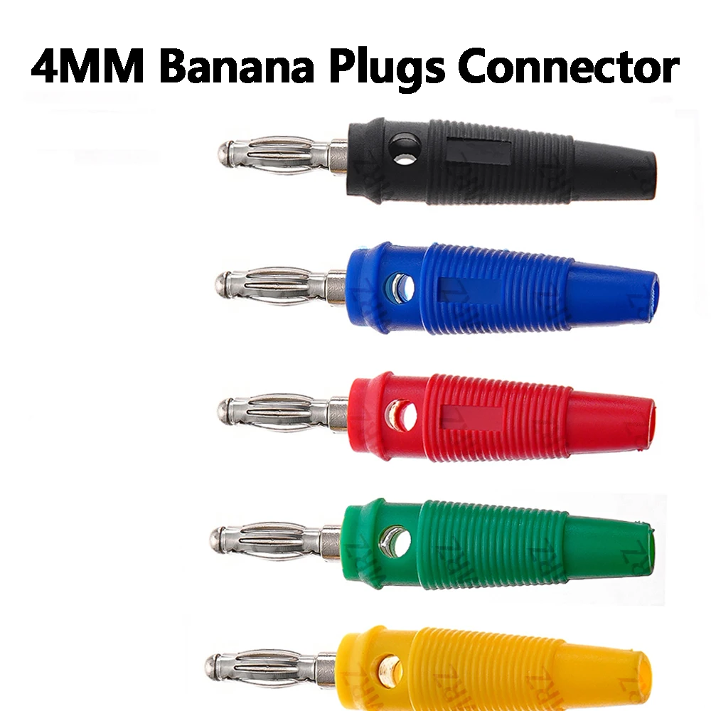 5PCS 4mm Black Blue Green Yellow 32A High Current Solderless Screw Side Stackable Banana Plug Connector Red