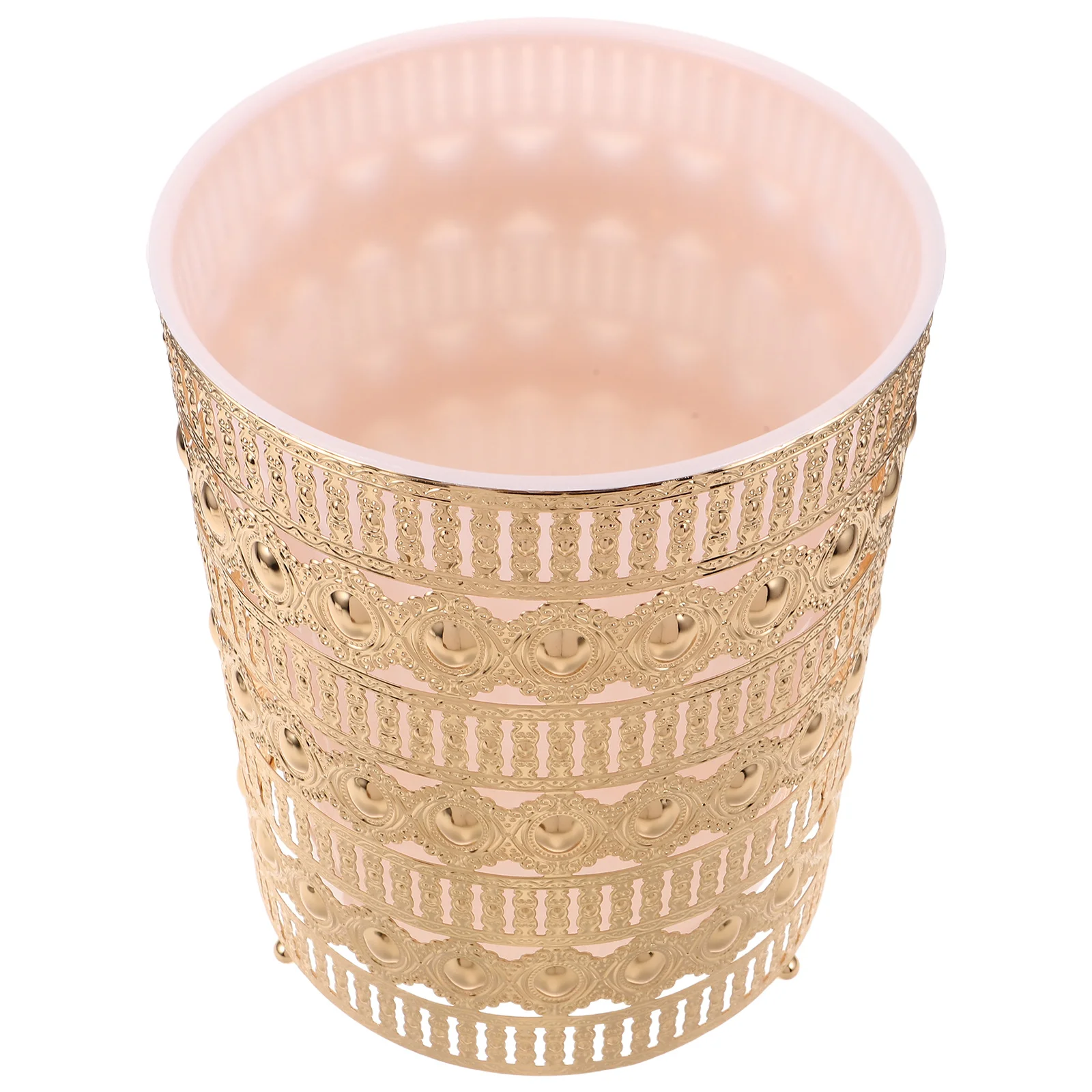 

Household Wrought Iron Round Trash Can Stylish Modern Garbage Bin for Bedroom Bathroom Kitchen Office Small Wastebasket