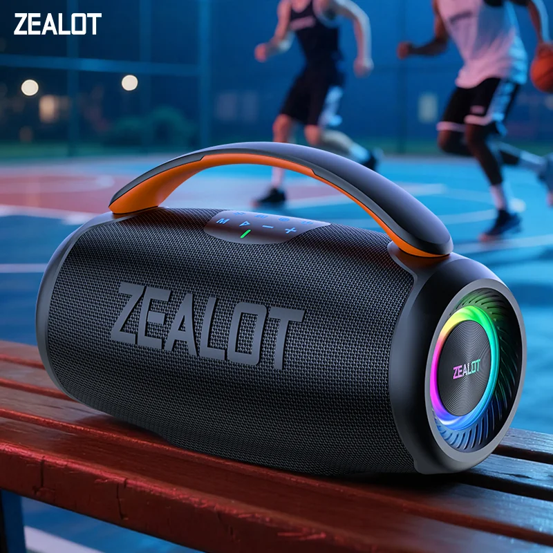 us_zealot_p12 Speaker 60W Portable Bluetooth Speaker with IPX6 Waterproof, Comfortable handle,Controllable lighting,TWS,AUX
