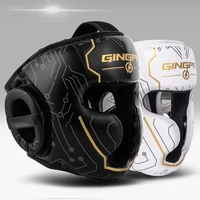 Casco de boxeo de Pu totalmente cubierto para niños y adultos, entrenamiento de Muay Thai, casco de boxeo, equipo de gimnasio, protector de cabeza de Taekwondo