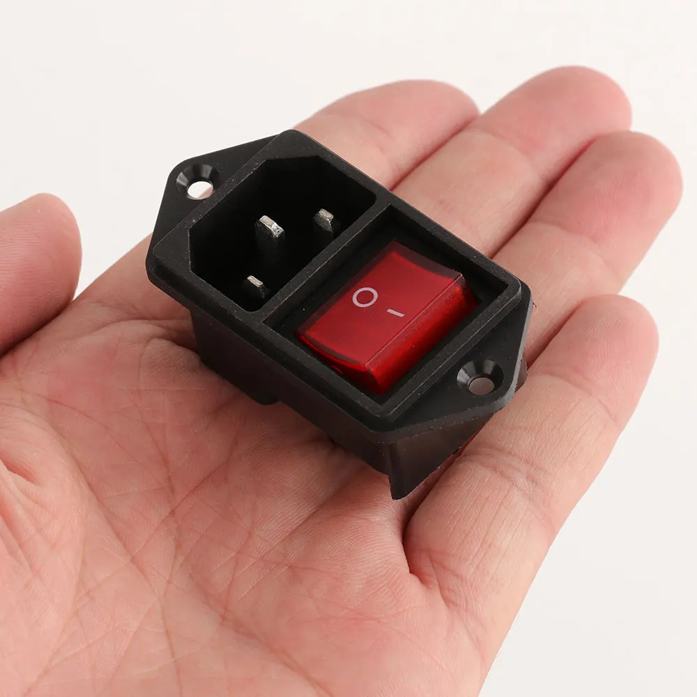 1PC IEC320 C14 AC Power Cord Inlet Socket Receptacle With Rocker Switch 250V 10A 15A SA172 P50