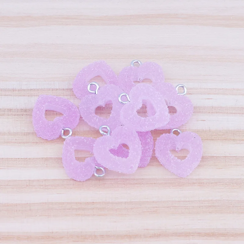 10Pcs Color Soft Candy Love Heart Resin Charms Kawaii Decor Pendants DIY Earrings Jewelry Making Cute Keychain Hanging Accessory