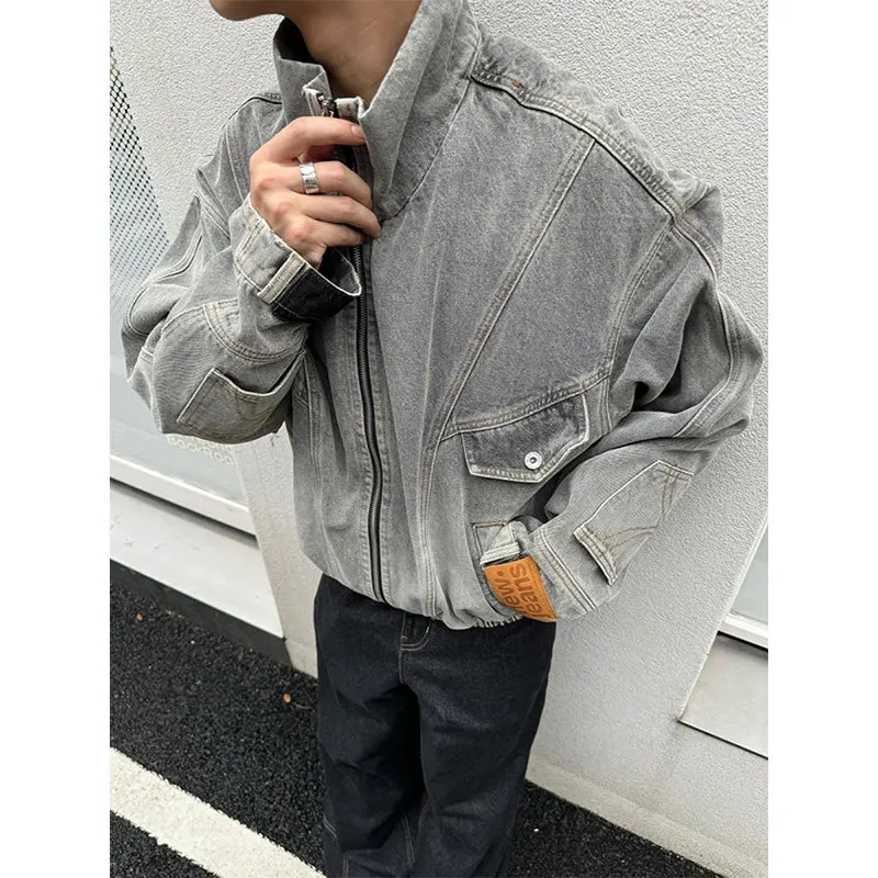 Inverted Design Denim Jacket For Men Deconstructed Niche Design Boxy Fit Jacket Street Trend Jacket Loose Coat