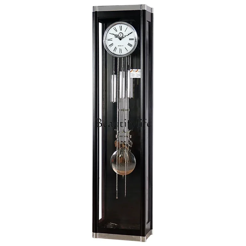 

FG44European floor clock living room light luxury modern solid wood large clock mechanical simplicity
