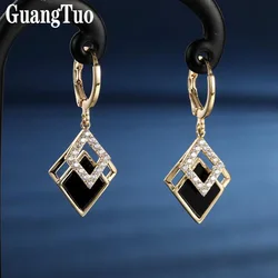 Diamond Shaped Hollow Black Pendant Earrings New 2022 Women's Light Luxury Prsonalized Ear Buttons Niche Design Temperament