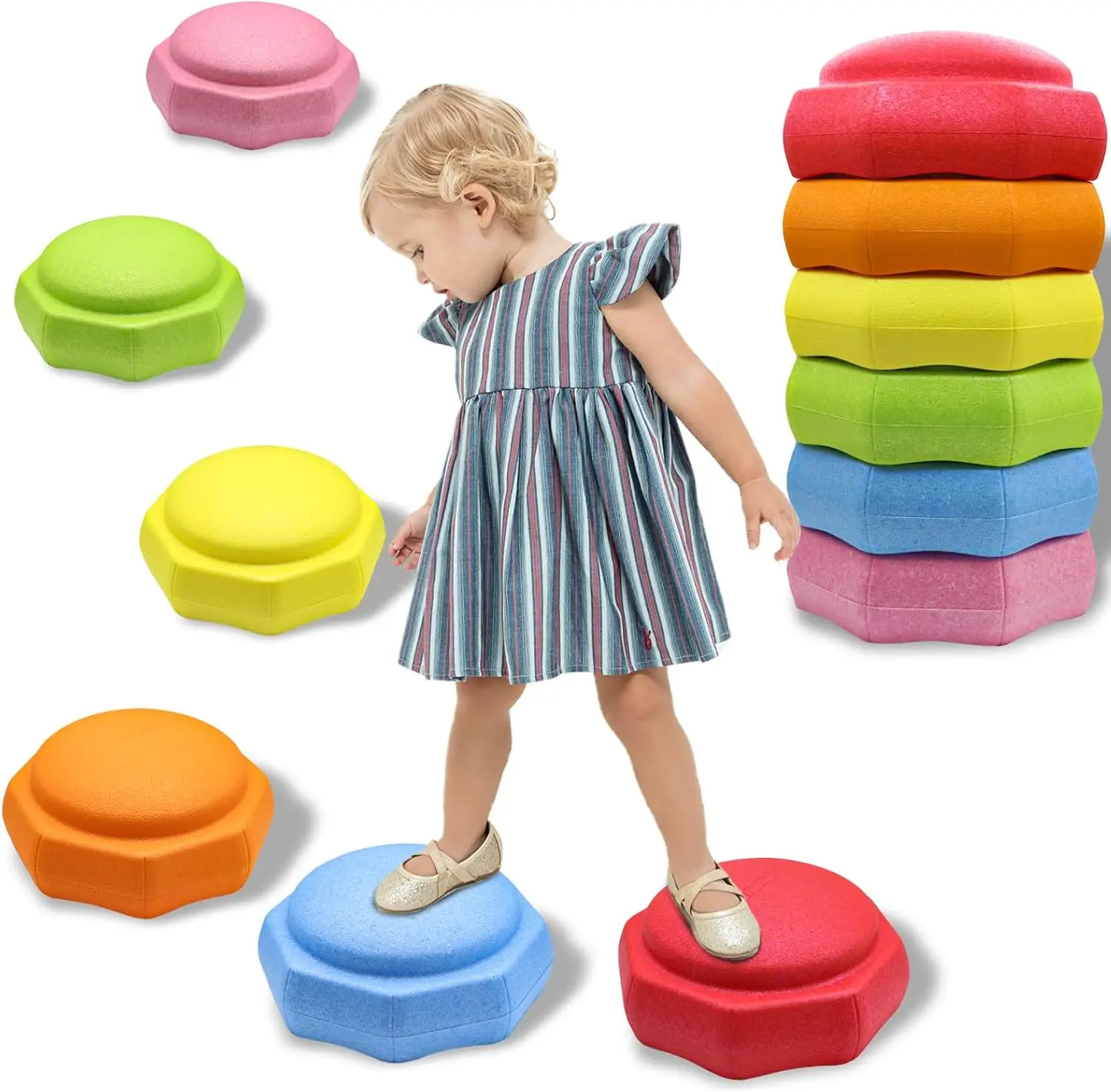 

6 Pcs EPP Balance Stepping Stones for Toddlers 1-3, Sensory Toys for Indoor Outdoor Play, Promotes Balance & Coordination