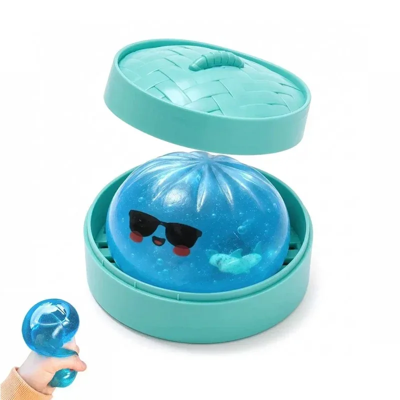 Nouveauté : Jouet Squishy Requin en forme de Boulette Vapeur, Doux, à Récupération Lente, Jouet Anti-stress à Presser