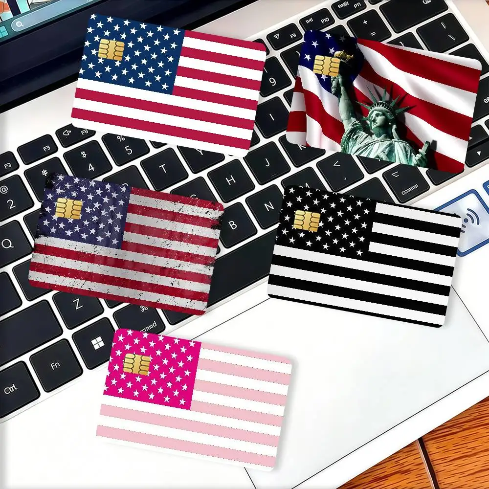 American Flag USA Credit Skin Cover Card Stickers 4PCS Film Bus Pass Front Decoration Bank Debit Waterproof