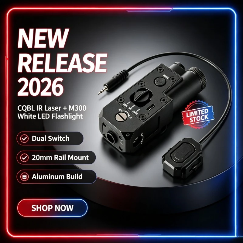 Rail‑Mounted M300 LED Flashlight, Red‑IR Indicator Pressure‑Triggered Metal Component for Field Operation