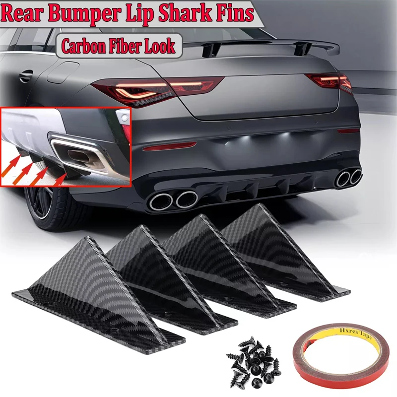 

4pcs Universal Carbon Fiber Car Modified Rear Bumper Diffuser Spoiler Black Red ABS Rear Bumper Lip Diffuser Anti-collision