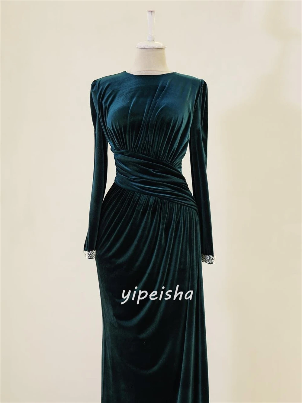 Sukienki na zamówienie wysokiej jakości, modne, z dżetami, plisowane, o prostym kroju, z dekoltem okrągłym, długie, sukienki na specjalne okazje, dostępne rozmiary, styl retro.