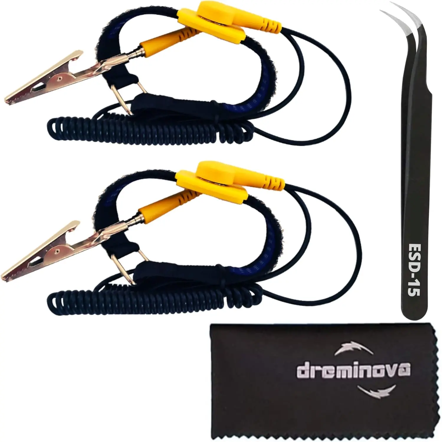 

ESD Anti Static Wrist Strap Grounding Bracelet with 6ft Coiled Cord and Alligator Clip for PC Repair Electronics Work