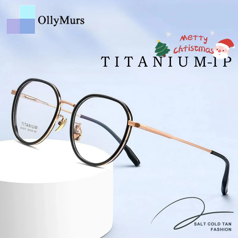 

OLLYMURS модные ультралегкие очки из чистого титана модные очки Tr90 мужские ретро маленькие оптические очки в оправе для женщин