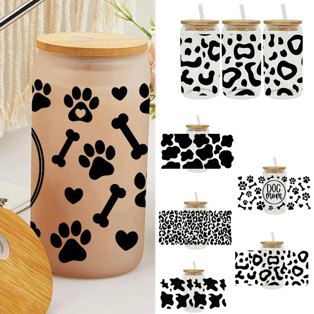 Leopard UV DTF Transfer Sticker Design Waterproof 16OZ Cups Wraps Sticker Rub On Transfers For Crafts Furniture Custom Logo X6S1