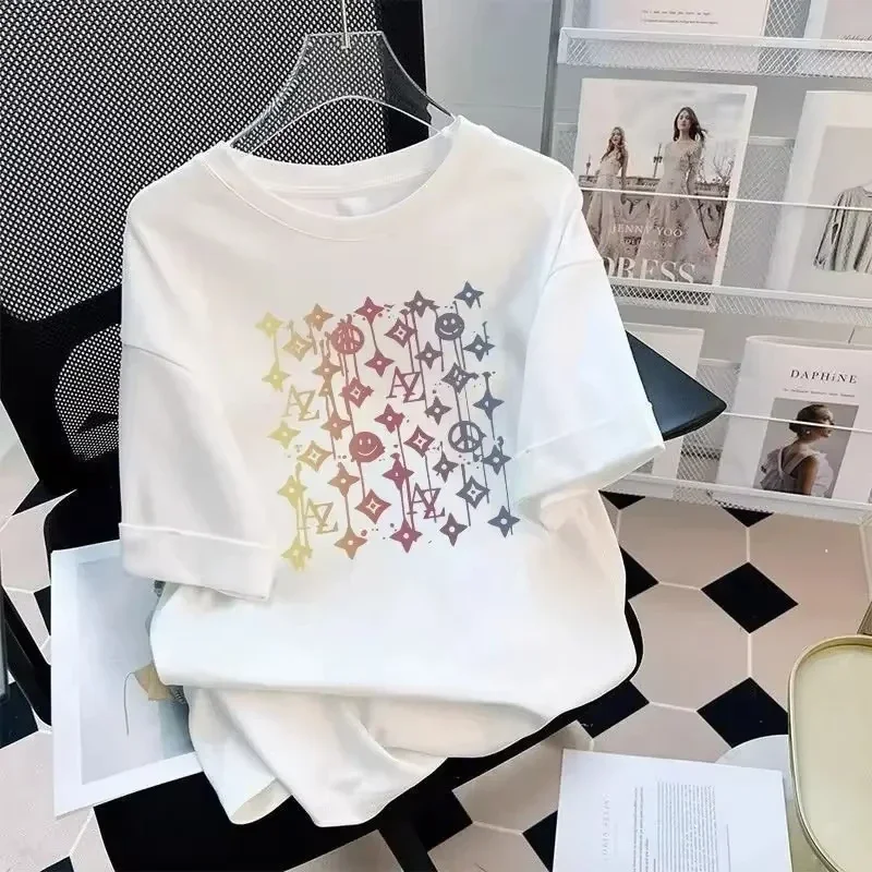 

Luxury trend fashion brand cotton short-sleeved men's and women's spring and summer printing loose high street T-shirt