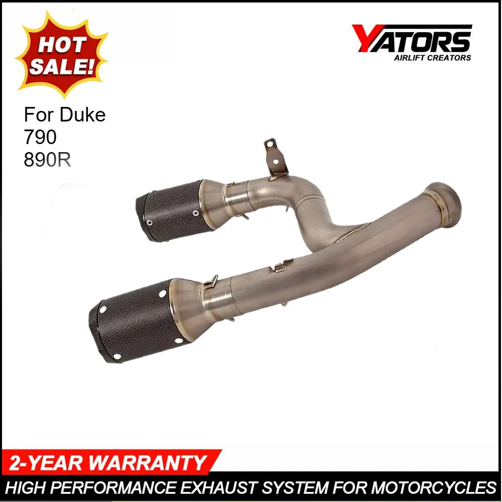 Motorcycle Exhaust Systems For Titanium Dual Exhaust Mid Pipe Carbon Muffler Modified Slip On For Duke 790 890R Exhausts Pipes
