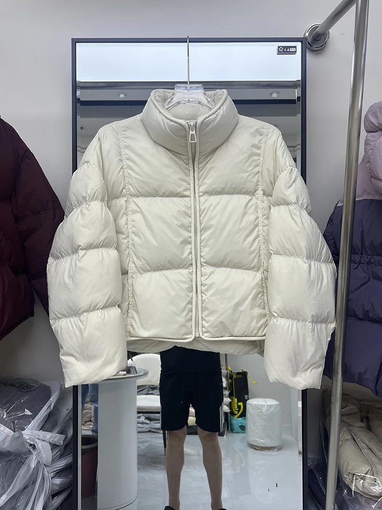 2025 New Women's Fashion Down Jacket Korean Edition Stand up Collar Thickened Loose Puff Casual Warm Winter Short Coat