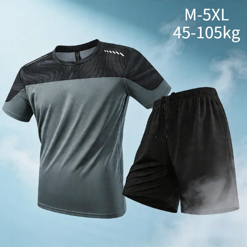 

Ice Silk Summer Sports Suit Men's Running Quick Dry Shirt T-Shirt Short Sleeve Fitness Clothes Football Training Uniform