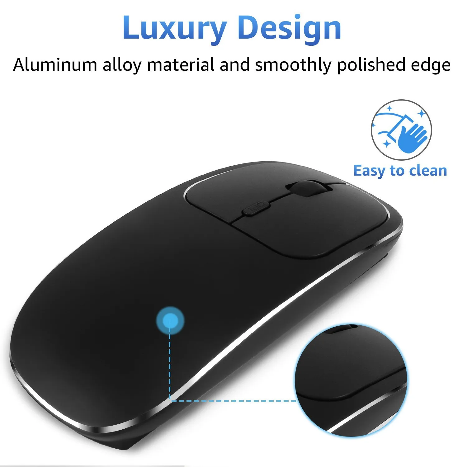 Ultra Slim Portable Mouse with USB-A & Type-C Dual Receivers Rechargeable Silent Buttons For Small Hands Multi-Device Compatible