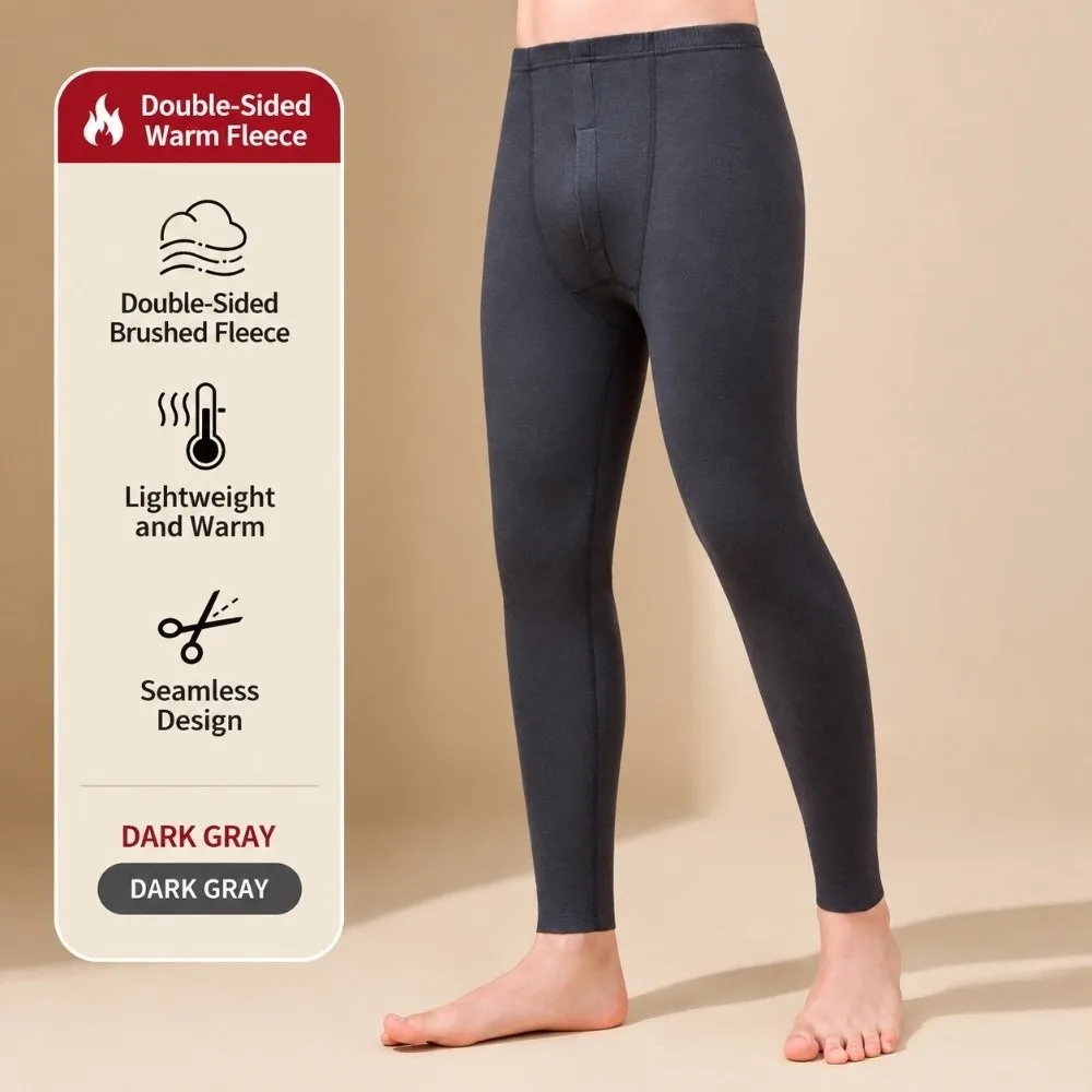 Soft Touch Polyester Thermal Underwear Solid Color Lightweight Long Johns Warm Leggings