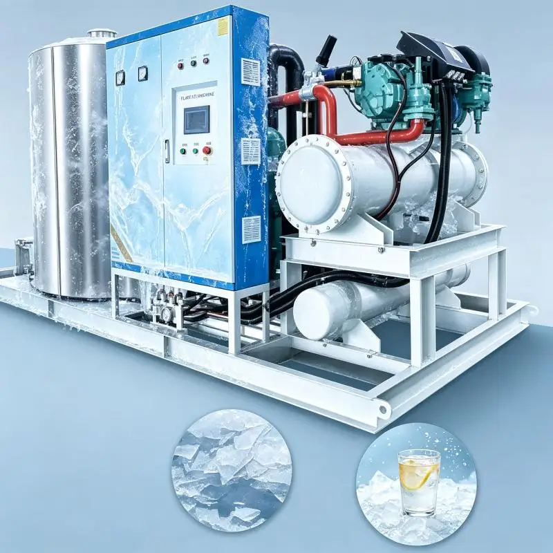 Commercial Flake Ice Machine High Capacity Stainless Steel Ice Maker for Seafood Preservation Food Processing