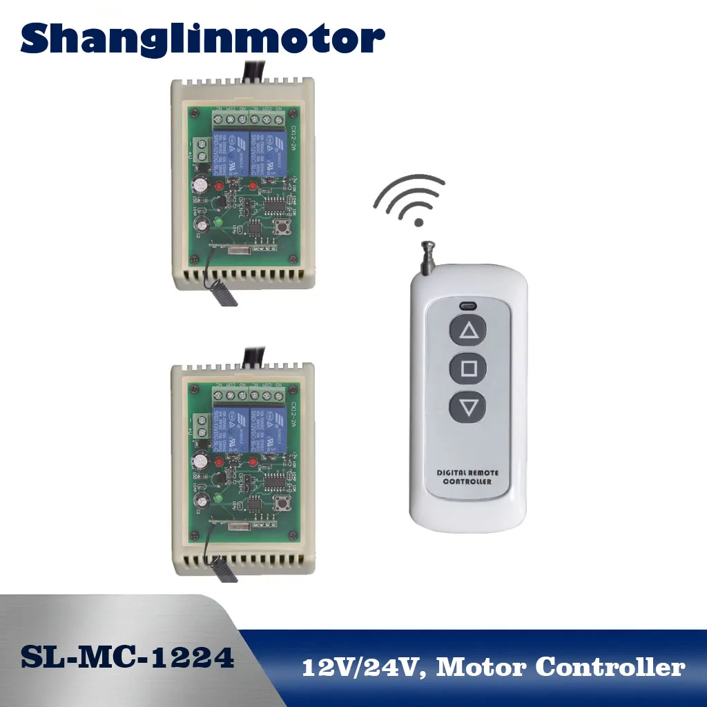 Dual Motor Remote Control Kit 12V 24V DC 2 Receivers 1 Transmitter Wireless Controller for Simultaneous 2 Linear Actuators Lift