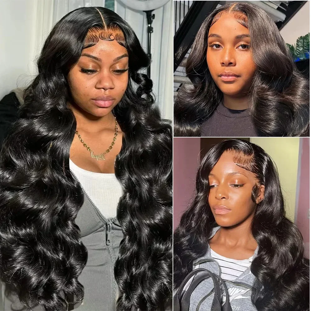 

36-дюймовый парик 13x6 HD Body Wave Lace Front Wig Pre Plucked Loose Wave 360 Full Lace Frontal Wig 100% парики из натуральных волос для чернокожих женщин