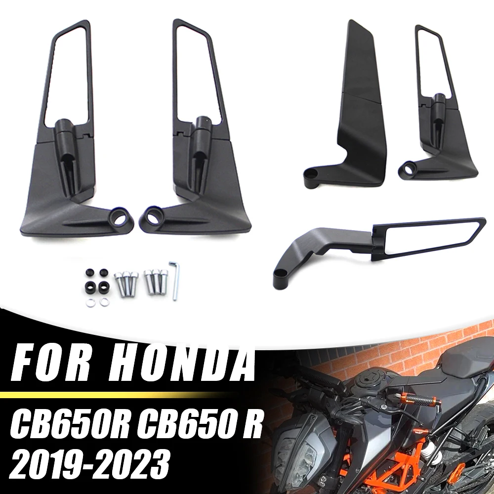 

For Honda CB650R 2019-2023 CB 650R 2022 2021 Motorcycle Mirrors Stealth Winglets Mirror Kits To Rotate Adjustable Side Mirrors