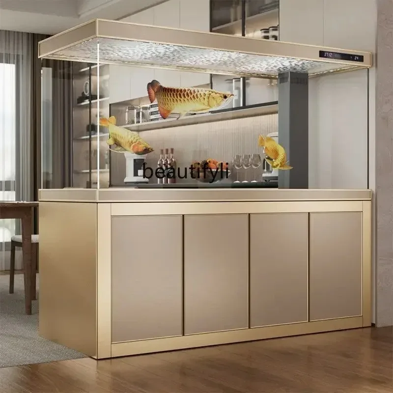 Y2344 خزان أسماك زجاجي أبيض للغاية لغرفة المعيشة شاشة مرشح سفلية كبيرة قسم المدخل حوض السمك البيئي #3