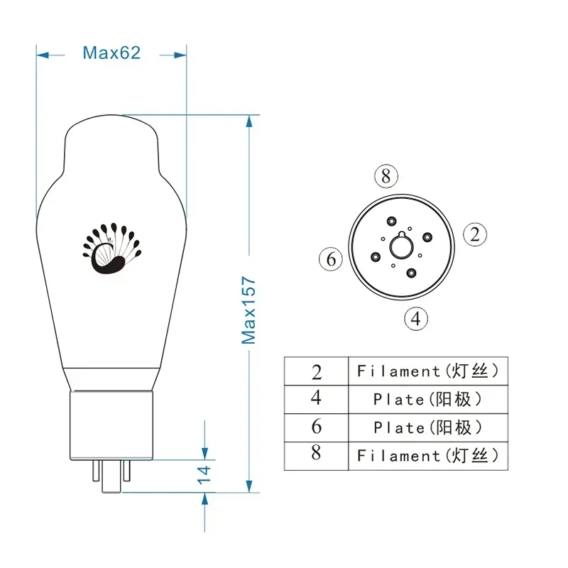 

PSVANE Tube HIFI 274B Rectifier Tube Replica Western Electric 274B Replace 5U4G U52 GZ34 5R4 5AR4 for Vacuum Tube Amplifier