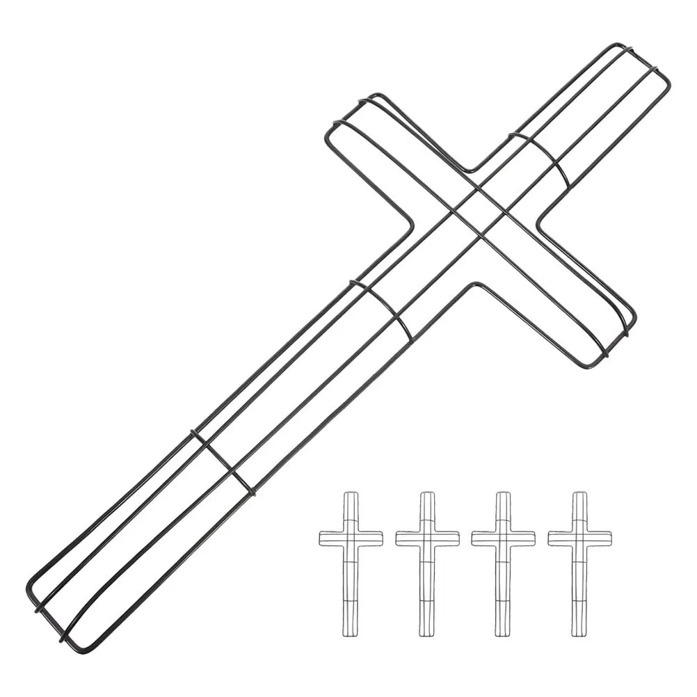 

5Pcs Iron Flower Ring Cross Shaped Wreath Frame Sturdy Metal DIY Craft Holiday Decoration Hanging Wreath Base Metal Wire Frame