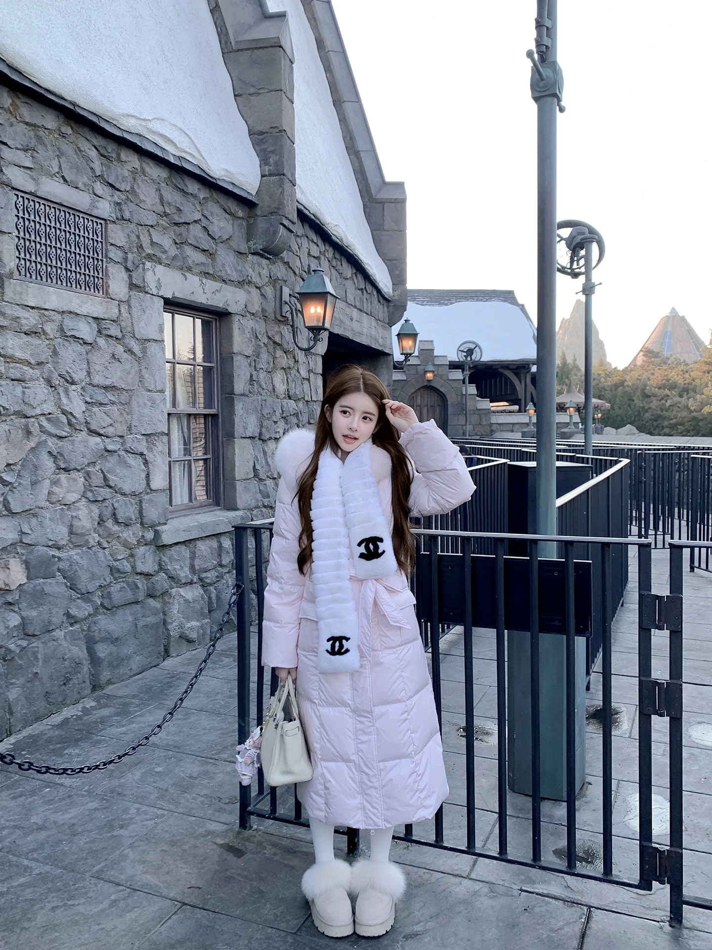 

Rouyu Korean Sle Women's Long down Jaet 00% Fur 90% White Du down Warmth for Winter Outdoor Snow Skiing Coat