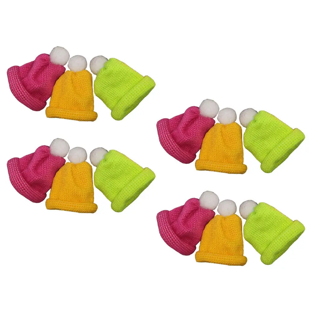 

12Pcs Christmas Hat Decoration Mini Knitting Caps Woolen Yarn Christmas Hat Accessories Holiday Party Craft Supplies Wine Bottle