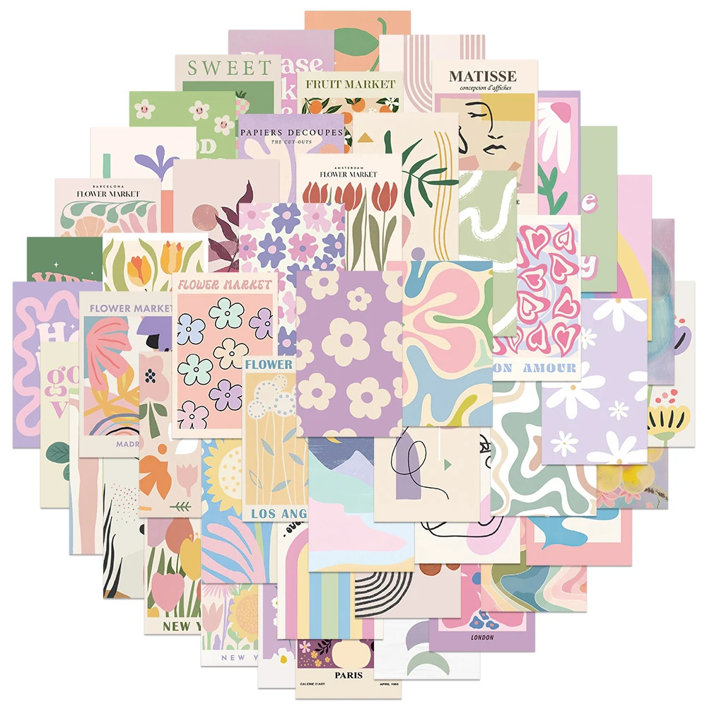 

10/30/50pcs Cute Pink Danish Pastel Aesthetic Stickers Cartoon Vsco Graffiti Decals Luggage Guitar Phone Waterproof Sticker Pack