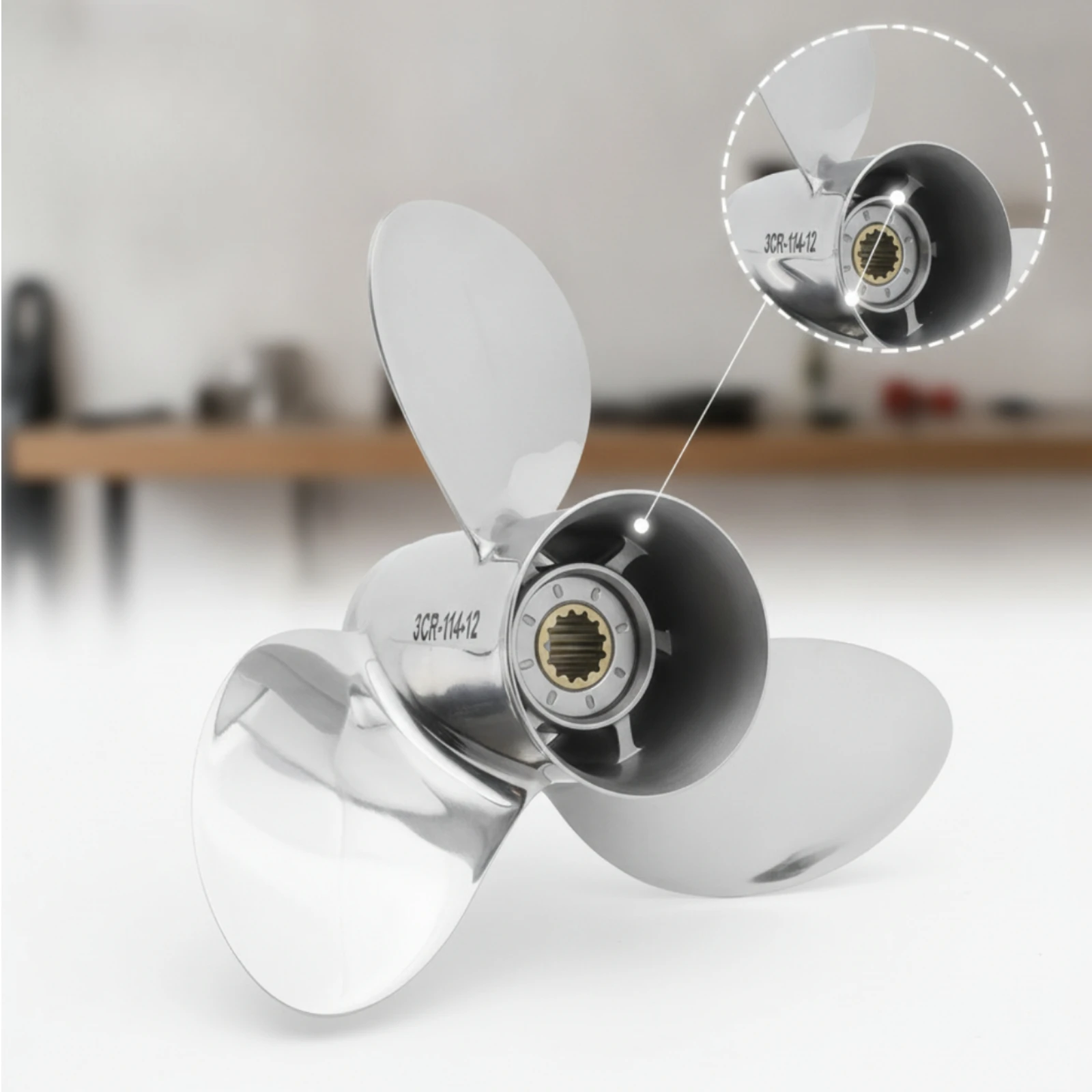 Outboard Propeller Polished Boat Propeller Hardware Marine-Grade Long-Lasting