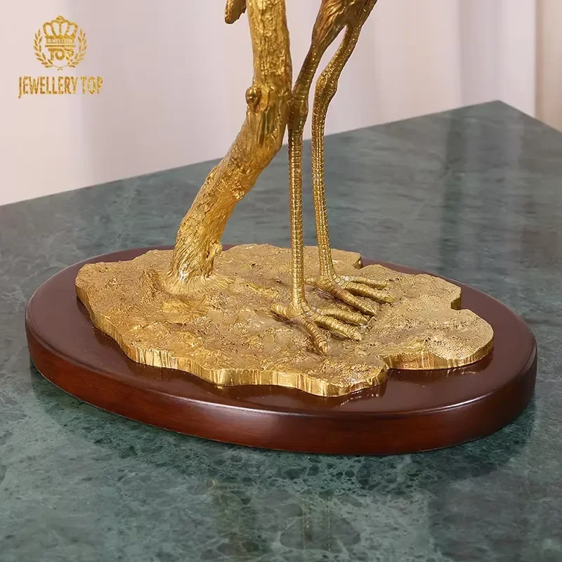 Jewellery Top Retro Vintage Antique Brass Decoration for Hotel Living Room Home with Crane Decor Fruit Plate