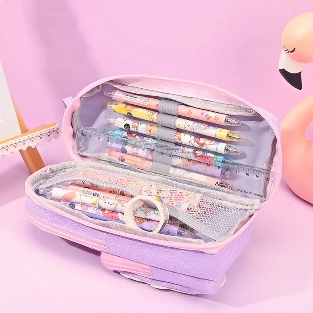 Pen Organizer Large Capacity Storage Stationery Box Cartoon Multi-layer Pencil Case Stainproof Creative Storage Bag Children