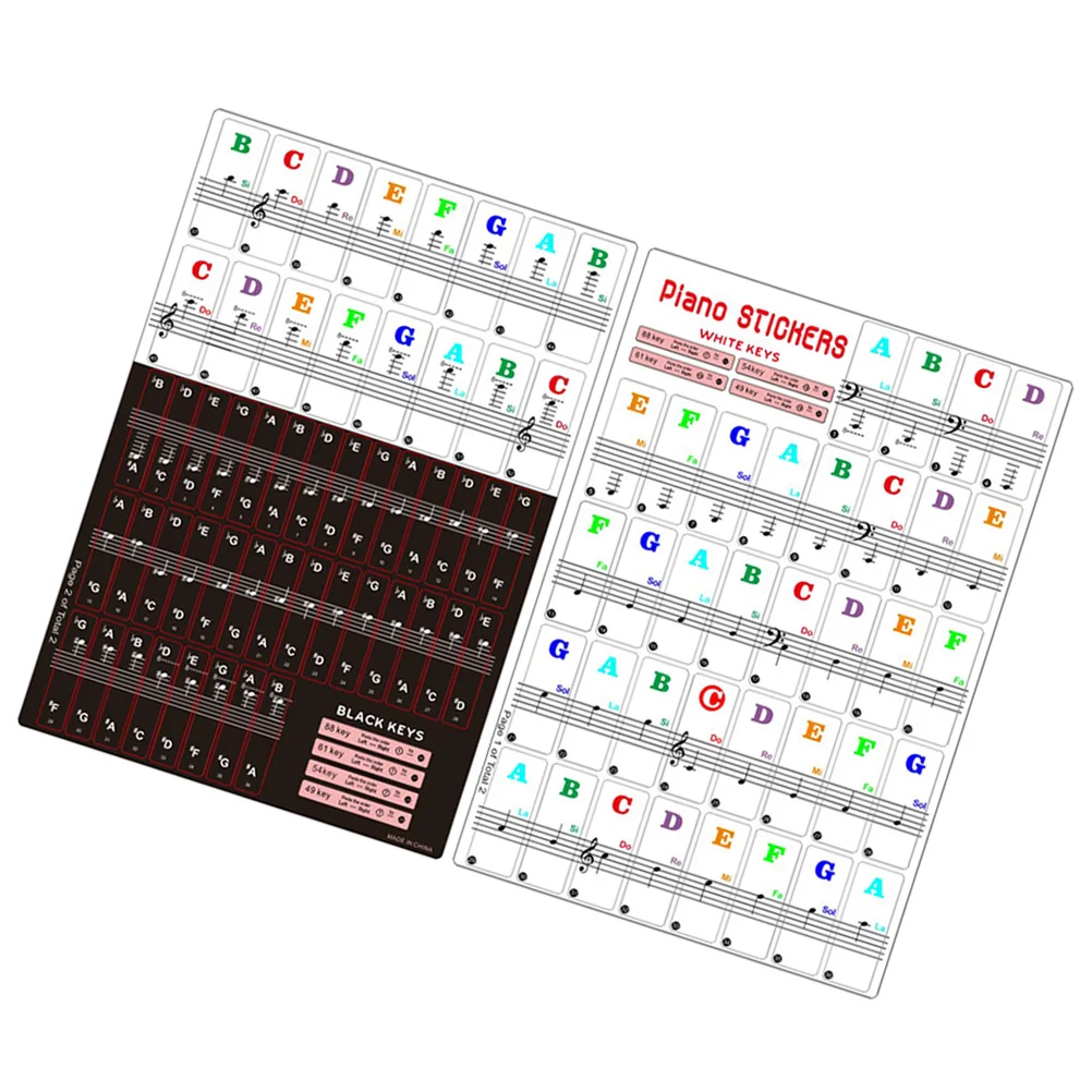 

2 Sets Piano Keyboard Stickers Removable Color Electronic Keyboard Stickers 88 61 54 49 Keys Easy Apply Remove Reuse Clear Print