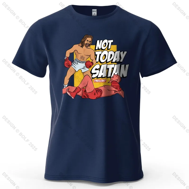 Not TODAY SATAN Letter Printed Short Sleeved Summer New Personalized Men's and Women's Casual Soft and Skin Friendly T-shirt