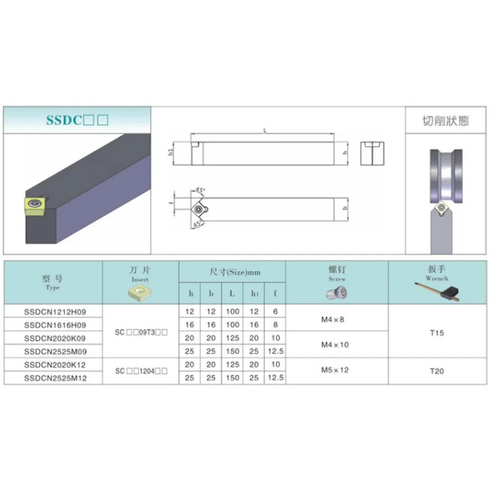 Hengxin-旋盤外部切削工具,ホルダー,CNC工具,カッターバー,ssdcn,ssdcn1212h09,ssdcn1616h09,ssdcn2525m09,ssdcn2525m12