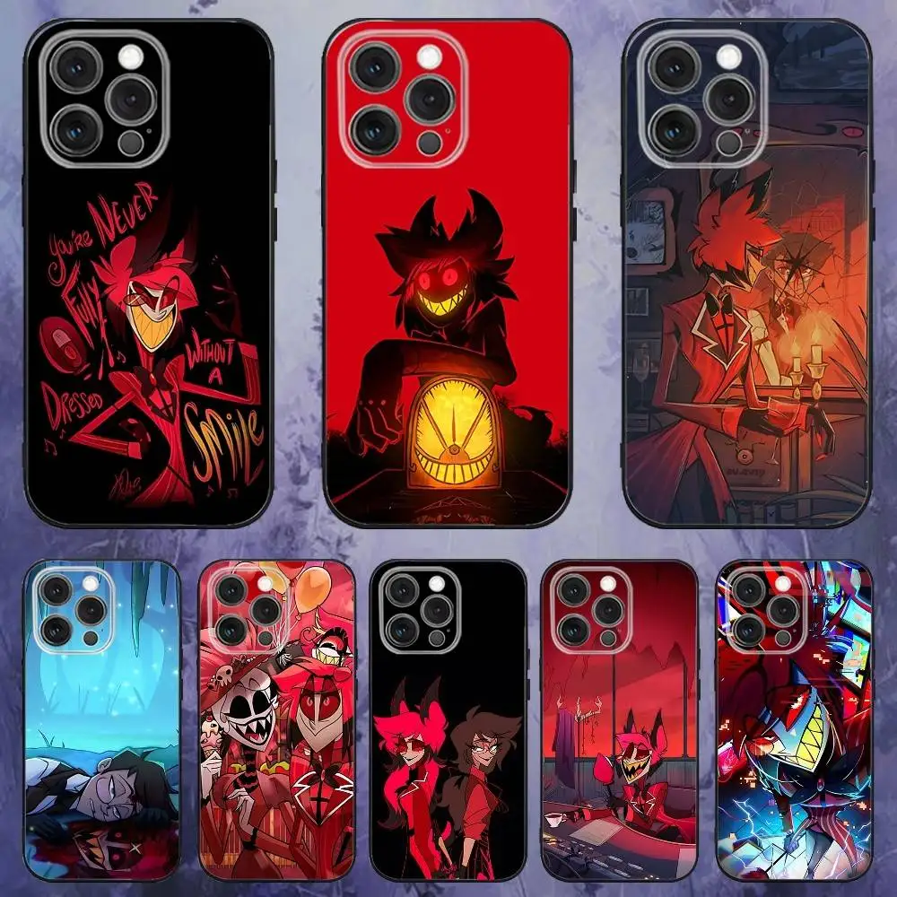 

HazbinS H-Hotels AlastorS Phone Case For iPhone 17,16,15,14,13,12,Pro,Max,Plus,E,SE4,Air,Mini Black Soft Box